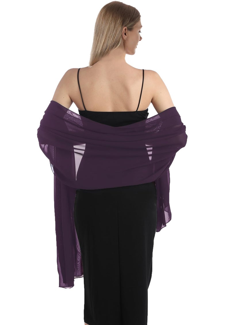 Hotshawl شالات شيفون هوتشوال للفساتين المسائية للنساء، وشاح ناعم أنيق، وشاح زفاف، شال زفاف (برقوق، مقاس واحد) - Image 5